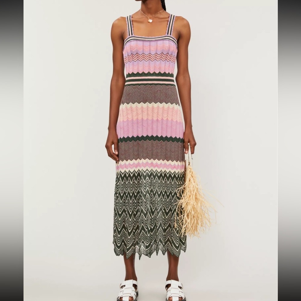 Sandro Multicolor Striped Knit Maxi Dress